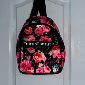 Juicy Couture Black Backpack with Pink Floral Design Juicy Couture Backpack Black Pink Floral Design Zippered  main image 4